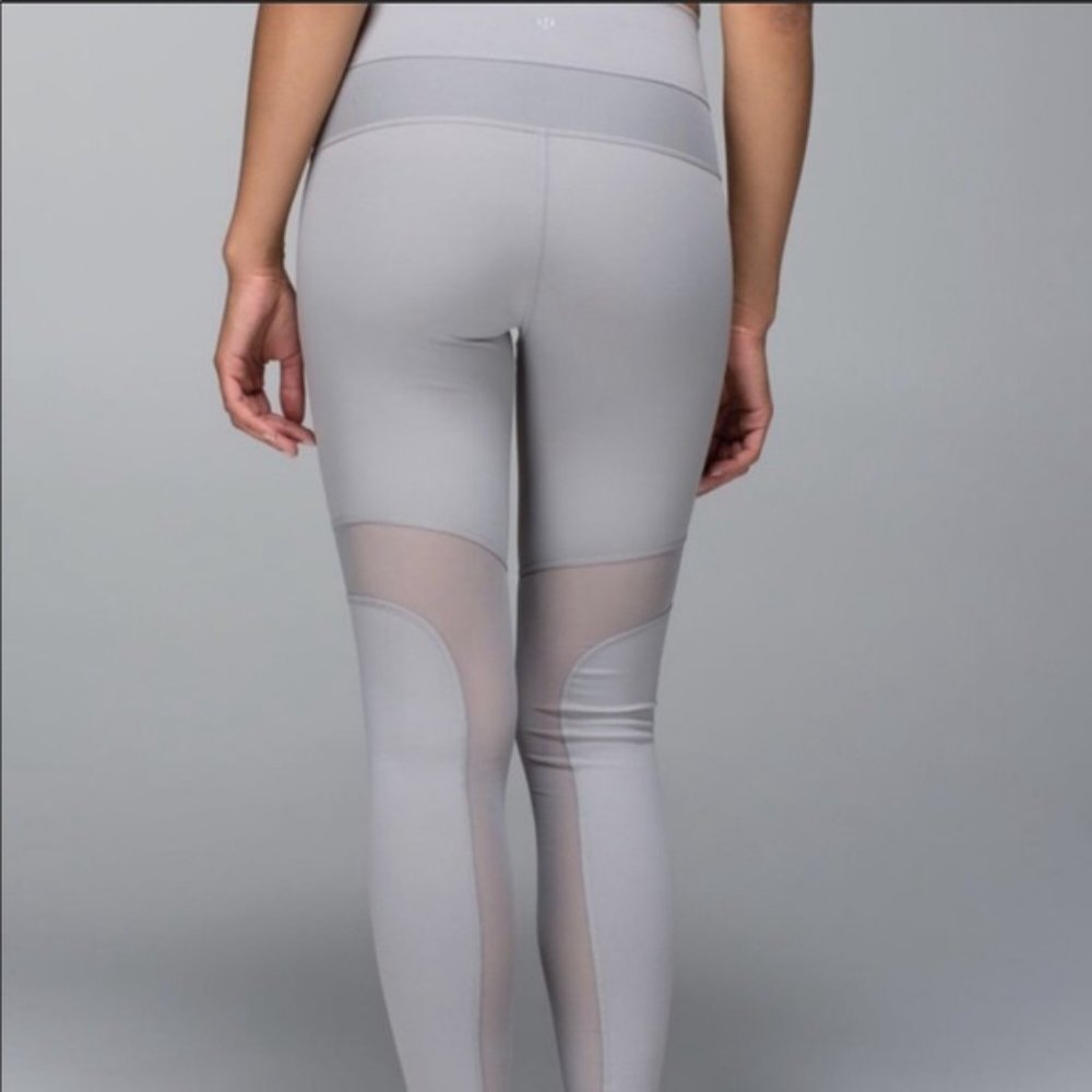 Lululemon Breathe Easy Mesh Pant Grey Leggings 8